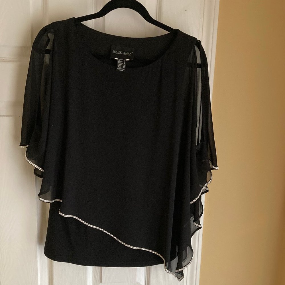 Frank Lyman Design Diamante Trim Overlay Top NWOT Sz 8